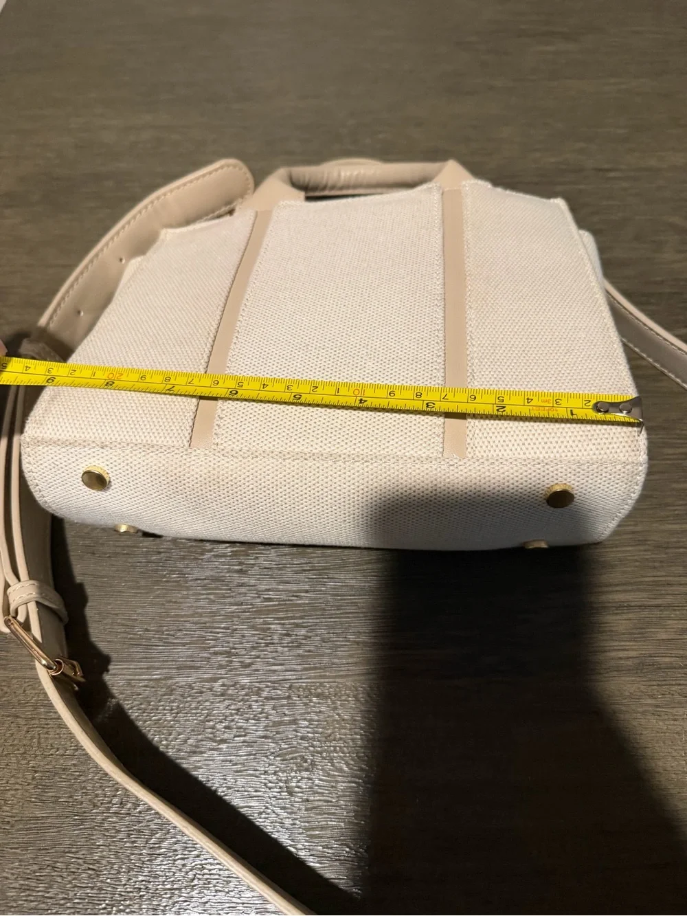 Miztique Cream Canvas & Beige Trim Satchel with Detachable Strap